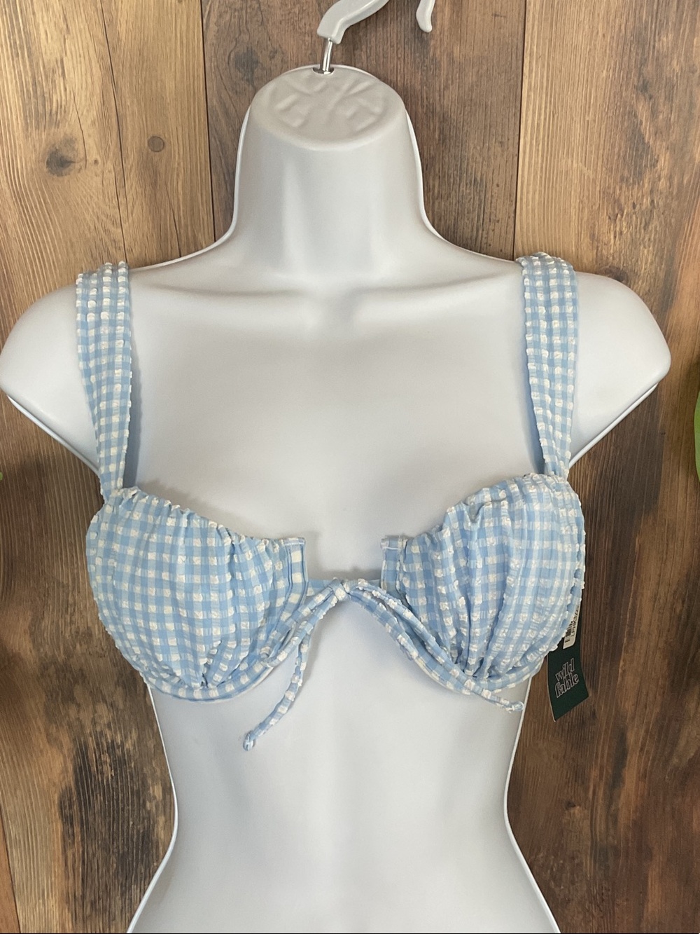 wild fable Baby Blue Gingham Underwire Bikini Top XS    925G